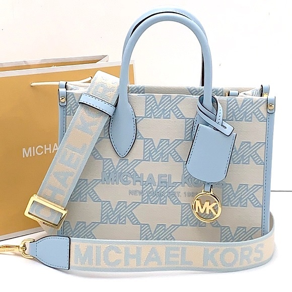 MICHAEL KORS MIRELLA SMALL SHOPPER TOP ZIP XBODY VISTA BLUE COLOR - Picture 2 of 15